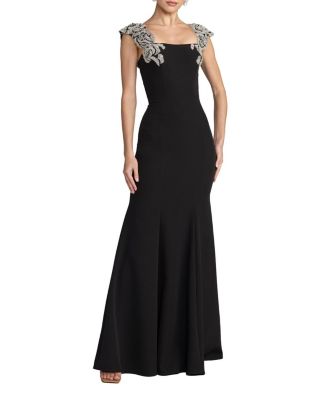  Crepe Mermaid Gown With Embellished Straps