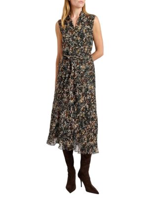 Nirva Sleeveless Dress in Crepe Crinkle Georgette