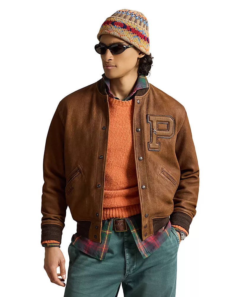 Polo Ralph Lauren Leather Letter Varsity Jacket