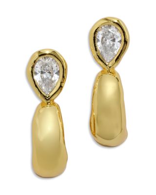 Alexis Bittar Asterales Cubic Zirconia Pear Shape Drop Hoop Earrings