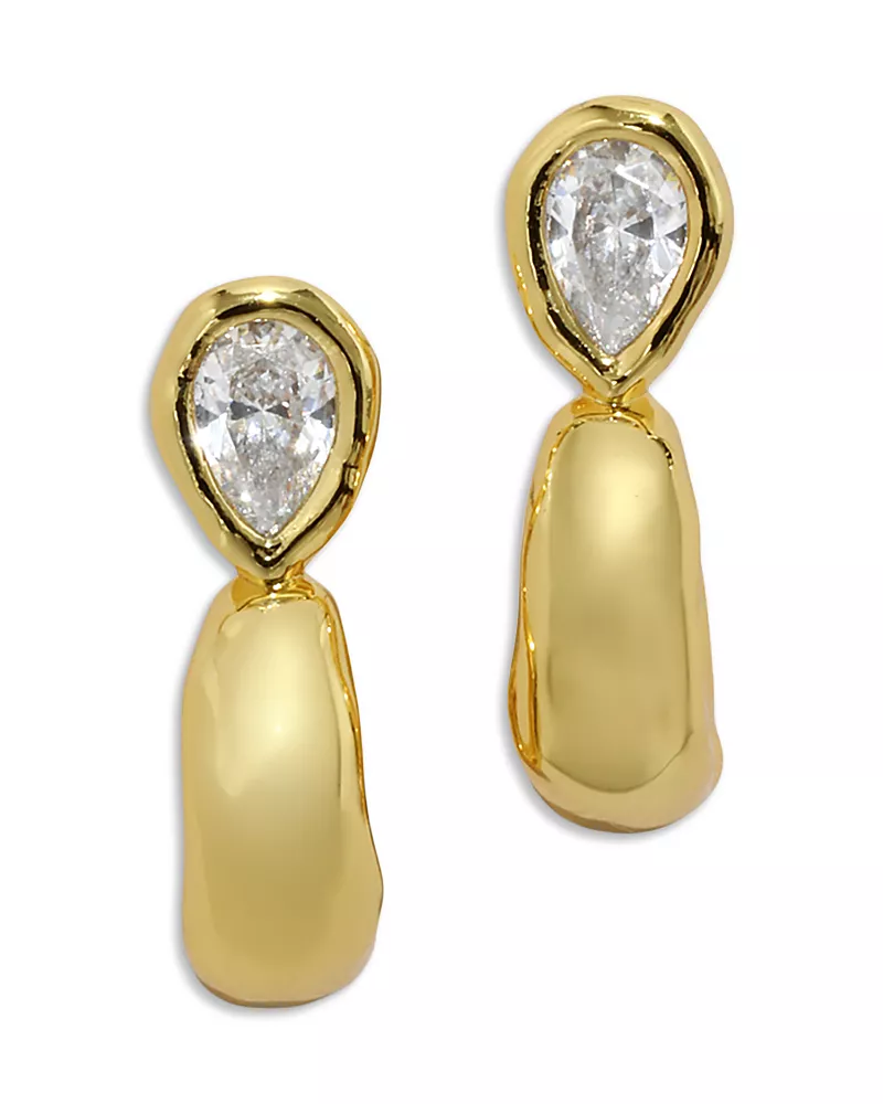 Alexis Bittar Asterales Cubic Zirconia Pear Shape Drop Hoop Earrings