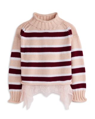 Girls' Mock Neck Sweater With Lace Trim, Big Kid - Exclusive 