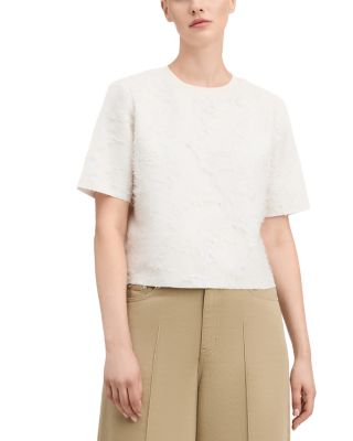 Alicia Feather Clipped Bonded Fil Coupe Cropped Tee