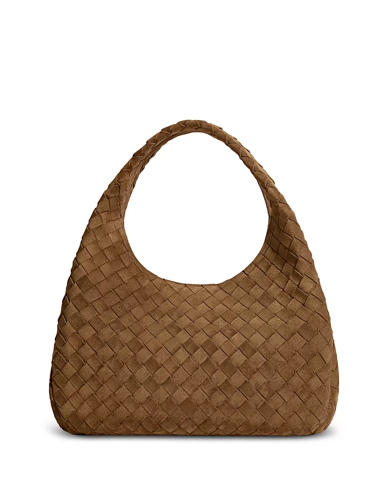 Bottega Veneta Campana Intrecciato Suede Shoulder Bag