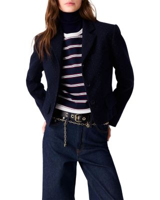Vilireu Cropped Metallic Stripe Blazer