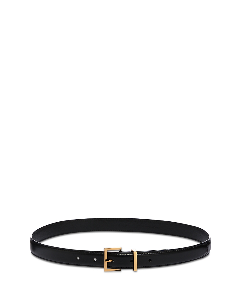Frame Women's Petite Square Buckle Leather Belt In Black