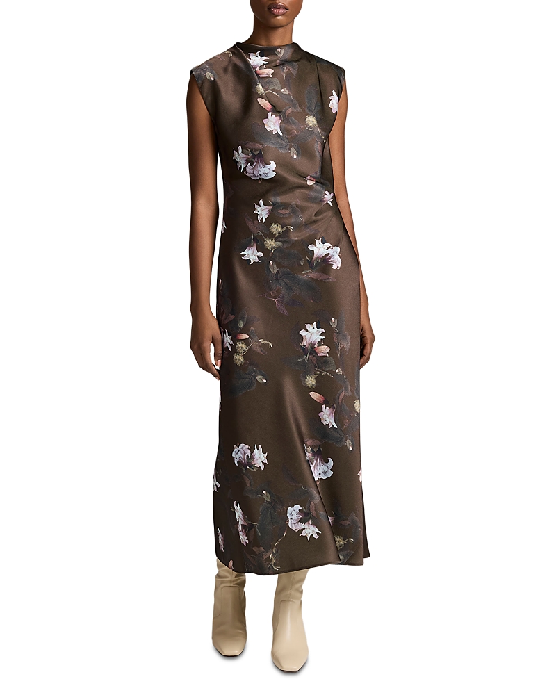 Vince Lily Vine Draped Funnel Neck Dress