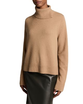 Vince Wool & Cashmere Swing Turtleneck Slit Sweater