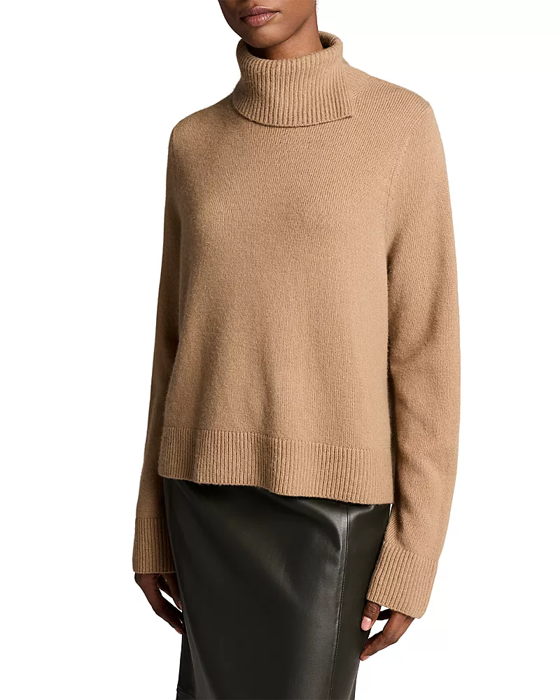 Vince Wool & Cashmere Swing Turtleneck Slit Sweater