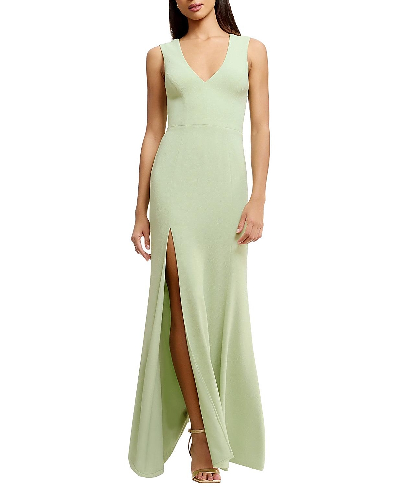 Dress The Population Sandra V-Neck High Slit Fitted Gown