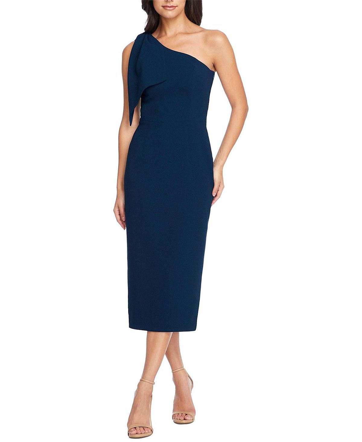 Dress the Population Tiffany One Shoulder Bow Midi Dress