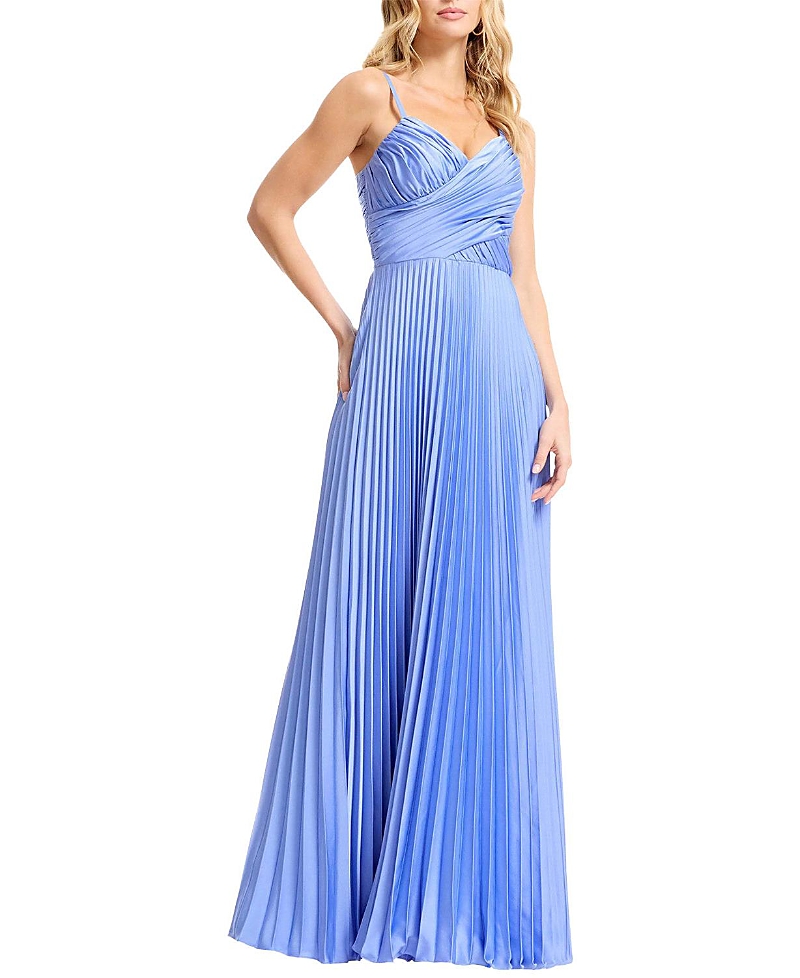 Dress The Population Sweetheart Spaghetti Strap Pleated Gown In Sky
