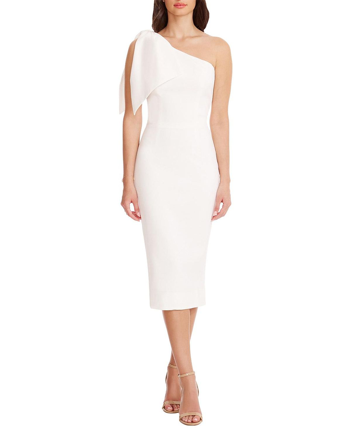 Dress the Population Tiffany One Shoulder Bow Midi Dress