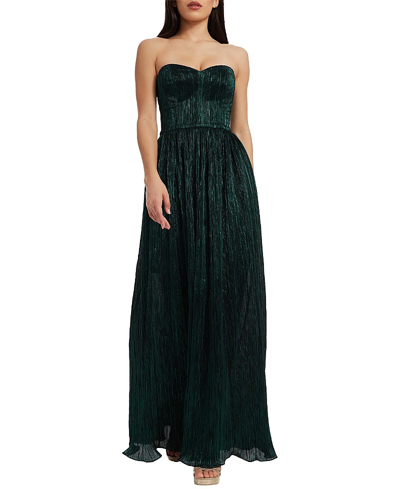 Dress The Population Audrina Plisse Maxi Gown In Deep Emerald