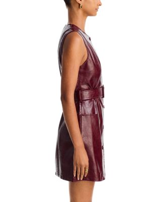 Faux Leather Belted Mini Dress - Exclusive - thumbnail 5