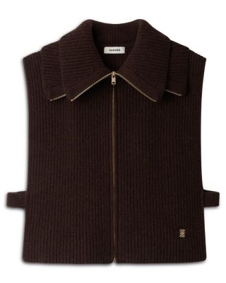 Sandro Wool Zipped Trucker Collar