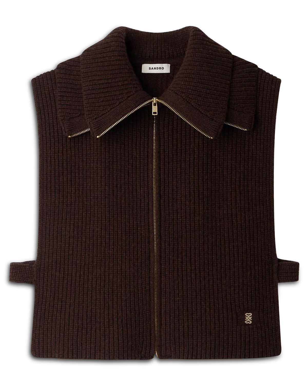 Sandro Wool Zipped Trucker Collar