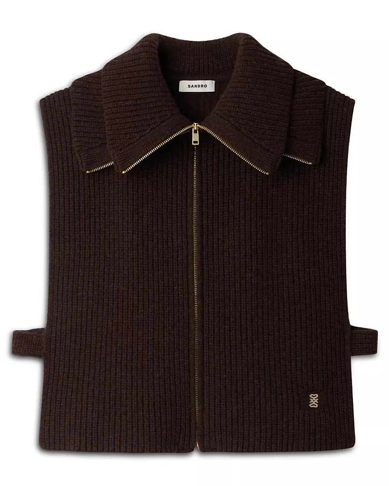 Sandro Wool Zipped Trucker Collar