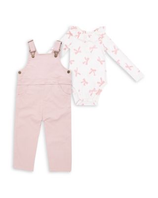 Girls' Ruffled Neck Bodysuit & Cord Overalls Set - Baby, Toddler