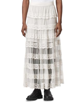 Maggie Lace Trim Tiered Skirt