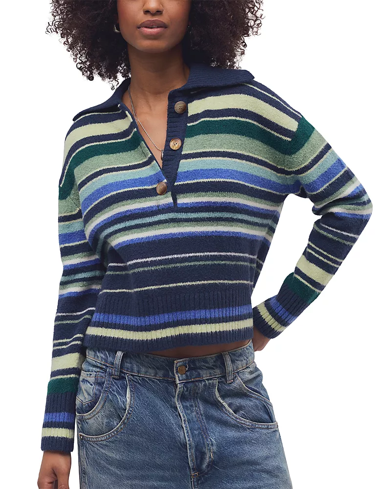 Free People Trading Up Stripe Long Sleeve Sweater