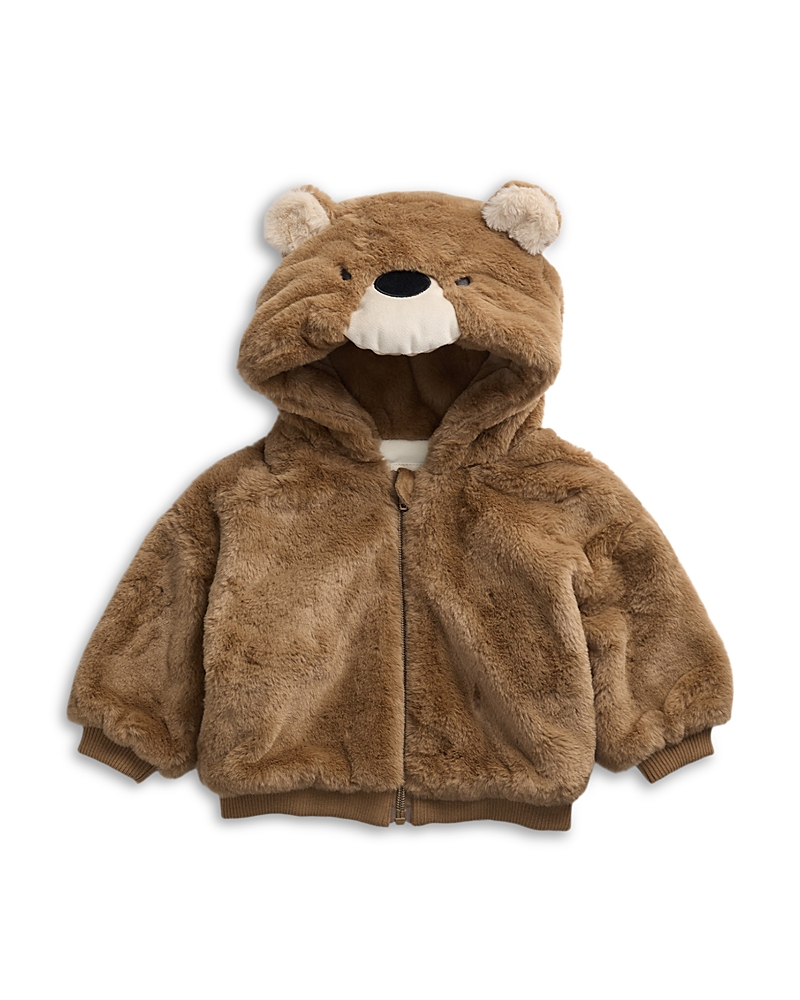 Mori Unisex Faux Fur Bear Hooded Jacket - Baby In Brown