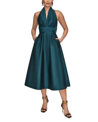 Halter Neck Ruched Midi Dress - thumbnail 8