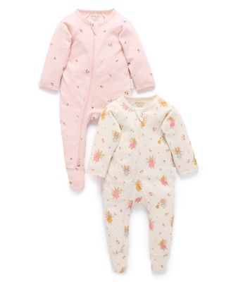 Girls' 2 Pack Printed Zip Footie - Baby
