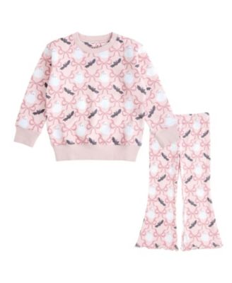 Girls' Bat and Ghost Trellis Halloween Sweatshirt & Flare Legging Set - Baby