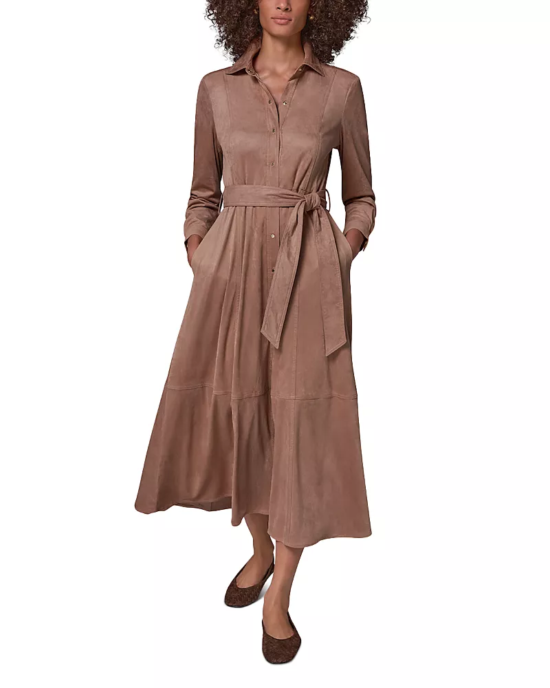 Donna Karan Weekend Faux Suede Belted Midi Dress
