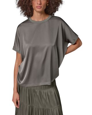Short Dolman Sleeve Satin Top