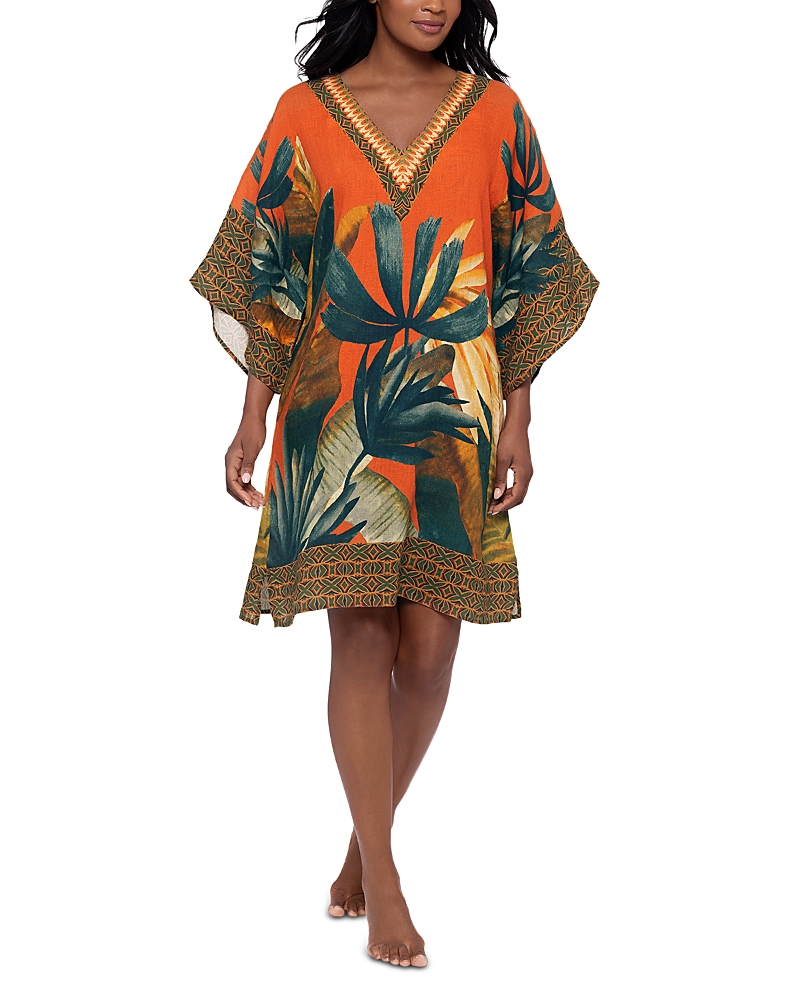 Miraclesuit Tropical Sole Linen Tunic Swim Cover-up In Gold
