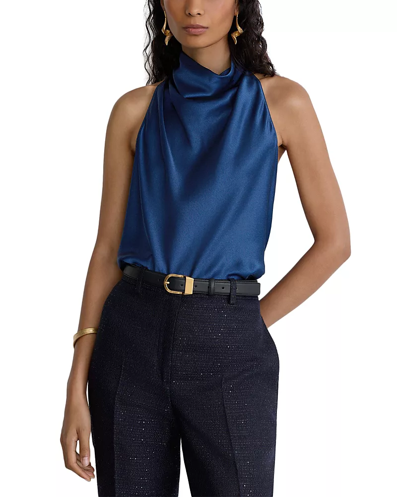 Reiss Cowl Neck Silk Top