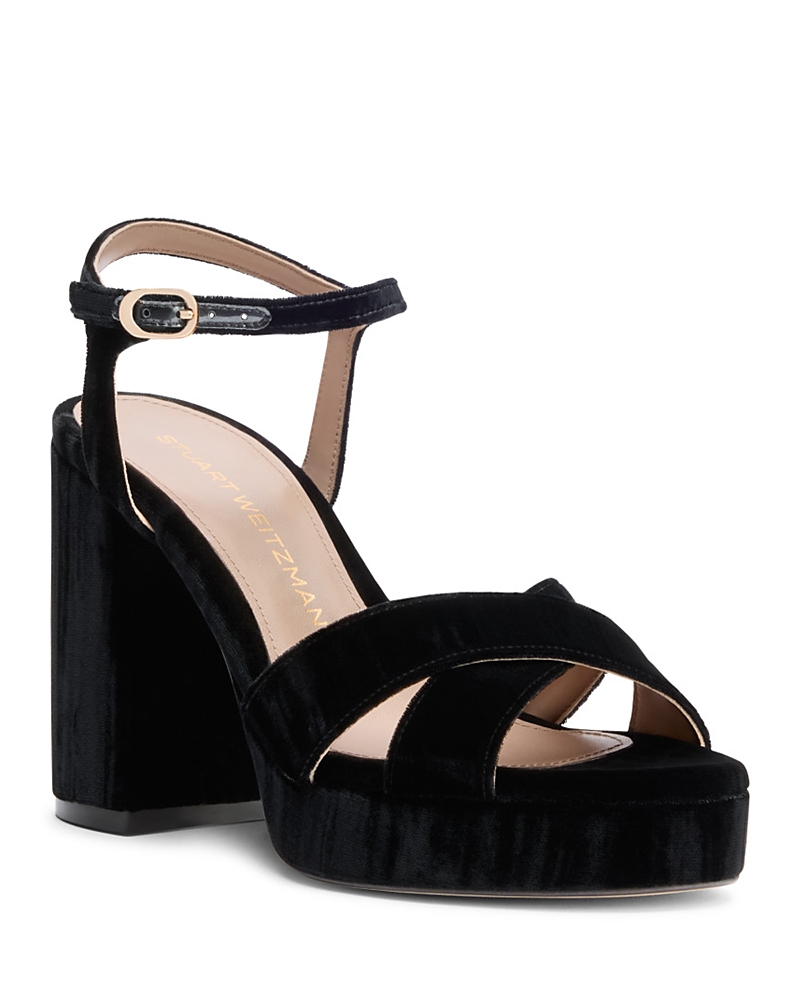 Stuart Weitzman Women's Dayna Velvet Platform Sandals