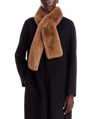 Echo Long Faux Fur Pull Through Scarf In Camel Heather