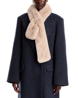Echo Long Faux Fur Pull Through Scarf In Neutral