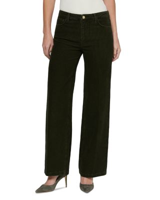 Scottie Cotton Stretch High Rise  Wide Leg Jeans in Army