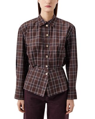 Tressé Tresse Cotton Button Front Shirt In Brown