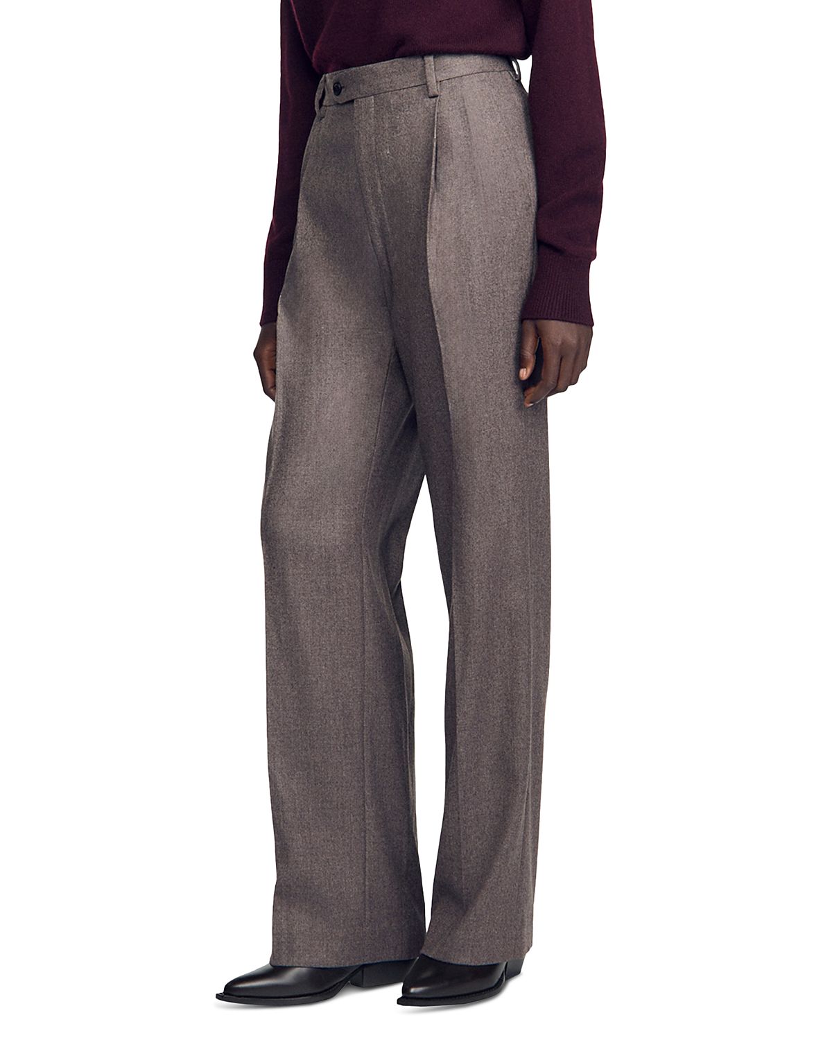 Sandro Everett Wool Tab Waist Pants