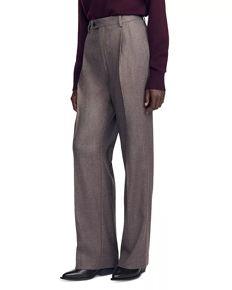 Sandro Everett Wool Tab Waist Pants