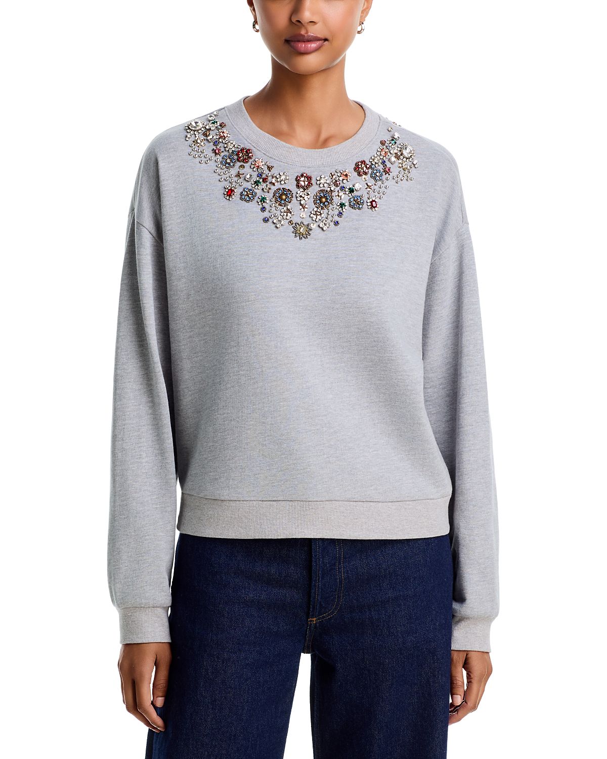 Aqua Juliana Embellished Crewneck Sweatshirt - Exclusive