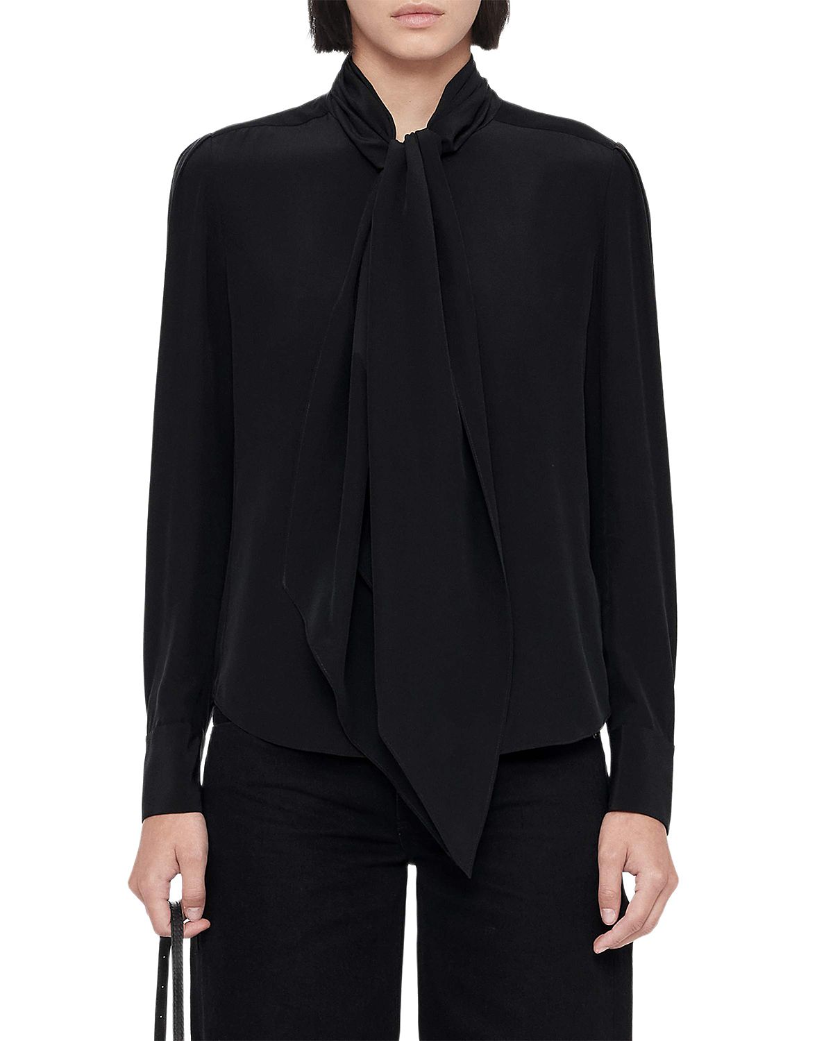 Allsaints Iris Silk Tie Neck Shirt