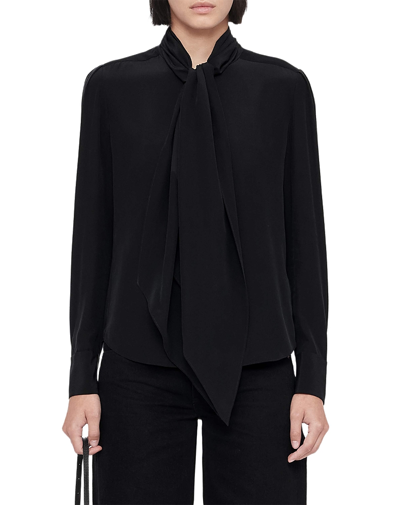Allsaints Iris Silk Tie Neck Shirt