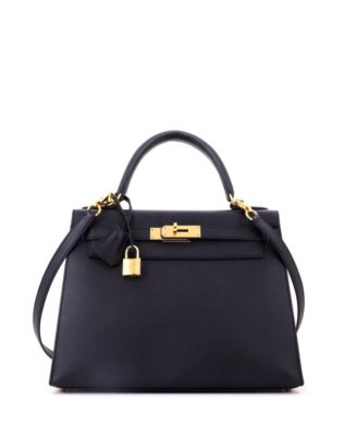 Kelly 28 Handbag Black Epsom with Gold Hardware