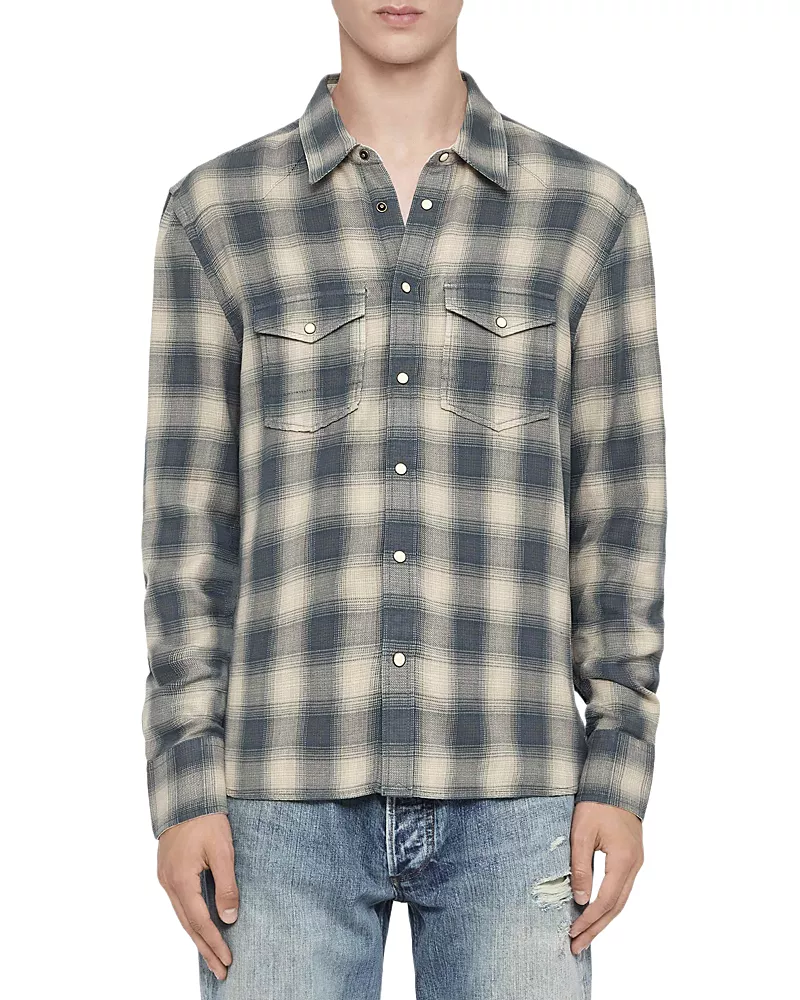 Allsaints Brook Cotton Plaid Pocket Shirt