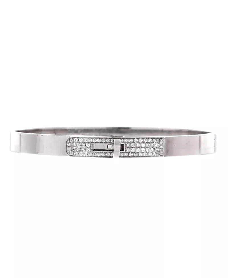Pre-Owned HERMES Small Kelly Bracelet 18K White Gold and Pave Diamonds