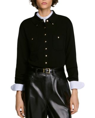 Jessica Wool Blend Shirt Collar Cardigan
