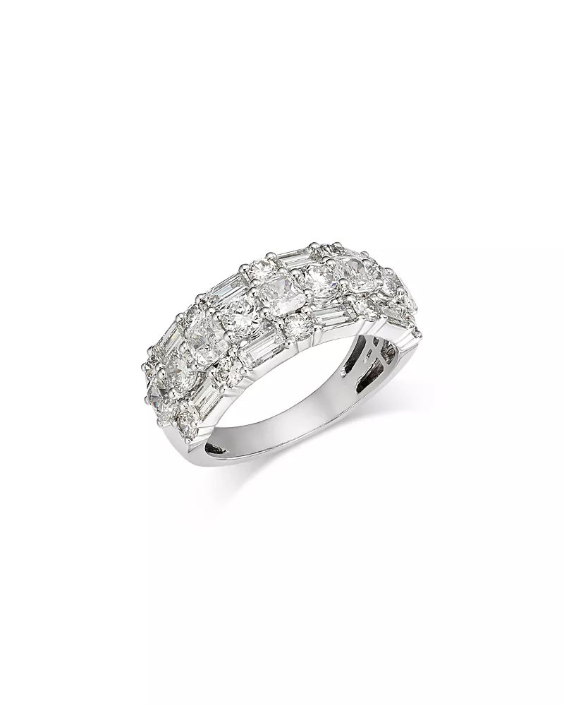 Bloomingdale's Fine Collection Luxe Collection Certified Lab Grown Diamond Mixed Cut Band in 18K White Gold, 3.0 tcw