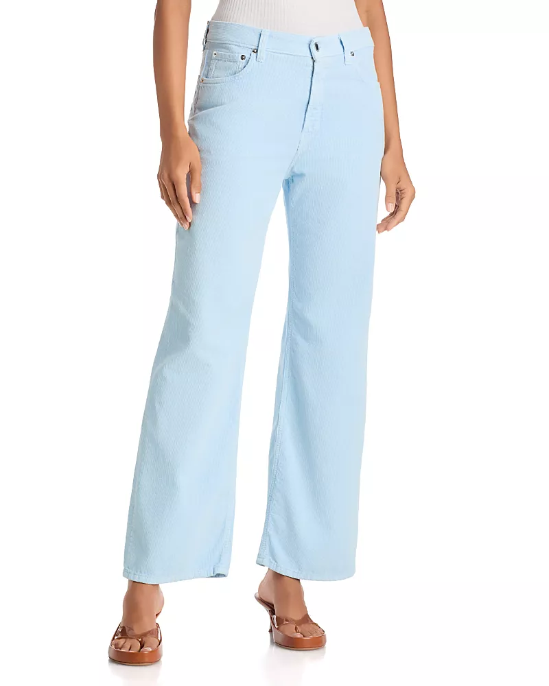Haikure Korea High Rise Corduroy Jeans in Sky