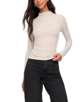 SPANXsmooth&reg; Jersey Mock Neck Long Sleeve Ruched Top